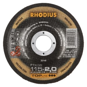 25x Rhodius FT38 Metall Trennscheibe | Ø115 mm - Dicke 2 mm -  Bohrung 22.23 mm | Form: gekroepft | 207440