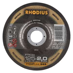 25x Rhodius FT38 Metall Trennscheibe | Ø125 mm - Dicke 2 mm -  Bohrung 22.23 mm | Form: gekroepft | 207441