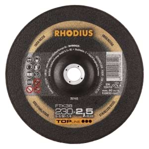 25x Rhodius FT38 Metall Trennscheibe | Ø230 mm - Dicke 2.5 mm -  Bohrung 22.23 mm | Form: gekroepft | 207443