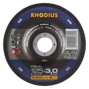 25x Rhodius KSM Metall Trennscheibe | Ø125 mm - Dicke 3 mm -  Bohrung 22.23 mm | Form: gekroepft | 200636