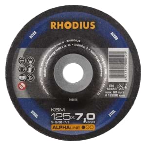 1x Rhodius KSM Metall Schruppscheibe | Ø125 mm - Dicke 7 mm -  Bohrung 22.23 mm | Form: gerade | 200018