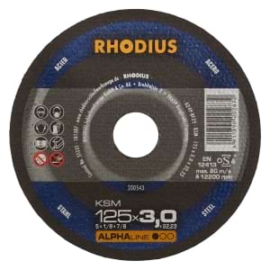 1x Rhodius KSM Metall Trennscheibe | Ø125 mm - Dicke 3 mm - Bohrung 22.23 mm | Form: gerade