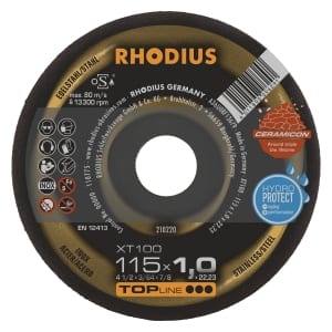 25x Rhodius XT100 Metall Trennscheibe | Ø115 mm - Dicke 1 mm -  Bohrung 22.23 mm | Form: gerade | 210220