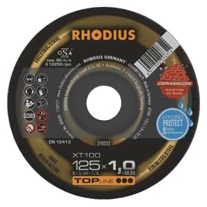 25x Rhodius XT100 Metall Trennscheibe | Ø125 mm - Dicke 1 mm -  Bohrung 22.23 mm | Form: gerade | 210222