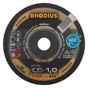 50x Rhodius XT10 Metall Trennscheibe | Ø105 mm - Dicke 1 mm -  Bohrung 16 mm | Form: gerade | 209822