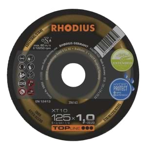 50x Rhodius XT10 Metall Trennscheibe | Ø125 mm - Dicke 1 mm -  Bohrung 22.23 mm | Form: gerade | 206163