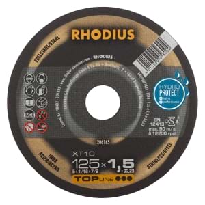 50x Rhodius XT10 Metall Trennscheibe | Ø125 mm - Dicke 1.5 mm -  Bohrung 22.23 mm | Form: gerade | 206165