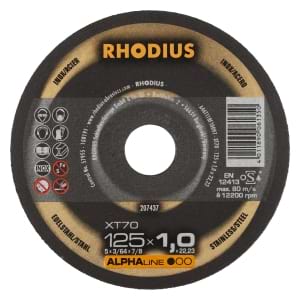 100x Rhodius XT70 Trennscheibe | Ø125 mm - Dicke 1 mm -  Bohrung 22.23 mm | Form: gerade | 207437