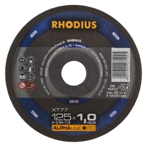 100x Rhodius XT77 Metall Trennscheibe | Ø125 mm - Dicke 1 mm -  Bohrung 22.23 mm | Form: gerade | 208700
