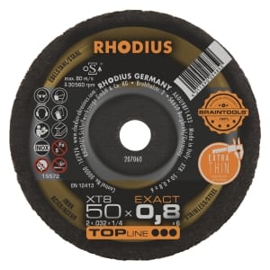 50x Rhodius XT8 Exact Metall Trennscheibe | Ø50 mm - Dicke 0.8 mm -  Bohrung 6 mm | Form: Mini-gerade | 207060