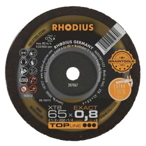 50x Rhodius XT8 Exact Metall Trennscheibe | Ø65 mm - Dicke 0.8 mm -  Bohrung 6 mm | Form: Mini-gerade | 207067