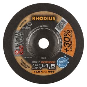 25x Rhodius XT10 Metall Trennscheibe | Ø180 mm - Dicke 1.5 mm -  Bohrung 22.23 mm | Form: gekroepft | 206262