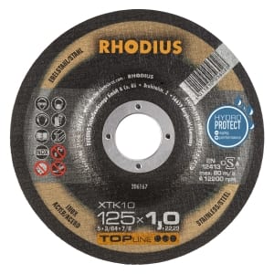 50x Rhodius XT10 Metall Trennscheibe | Ø125 mm - Dicke 1 mm -  Bohrung 22.23 mm | Form: gekroepft | 206167