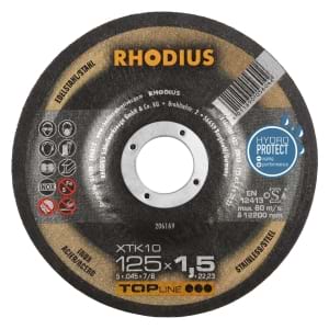 50x Rhodius XT10 Metall Trennscheibe | Ø125 mm - Dicke 1.5 mm -  Bohrung 22.23 mm | Form: gekroepft | 206169