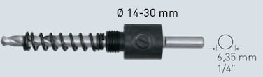 6.35mm Aufnahme - für Ø 14 bis 30 mm - inkl. HSS Zentriebohrer und Auswurffeder