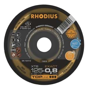 50x Rhodius XT8 Exact Metall Trennscheibe | Ø125 mm - Dicke 0.8 mm -  Bohrung 22.23 mm | Form: gerade | 210058