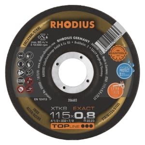 50x Rhodius XT8 Exact Metall Trennscheibe | Ø115 mm - Dicke 0.8 mm -  Bohrung 22.23 mm | Form: gekroepft | 206683