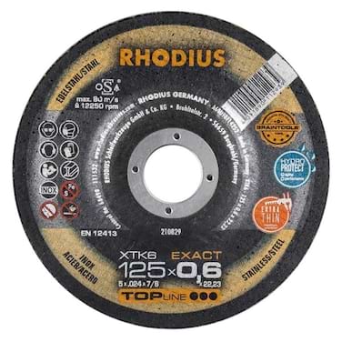 10x Rhodius XTK6 Metall Trennscheibe | Ø125 mm - Dicke 0.6 mm -  Bohrung 22.23 mm | Form: gekroepft | 210829