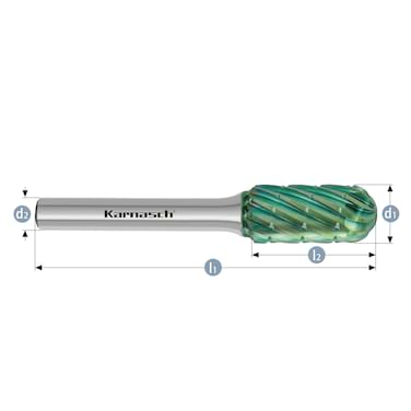 HM Frässtifte - 8 x 20 x 6 x 65 <br>Zahnform: HP-3 Pro - Form: Walzenrundform - DIN 8033: WRC