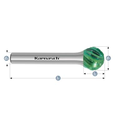 HM Frässtifte - 8 x 7 x 6 x 52 <br>Zahnform: HP-3 Pro - Form: Kugel - DIN 8033: KUD
