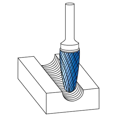 HM Frässtifte - 8 x 20 x 6 x 65 <br>Zahnform: HP-3 Pro - Form: Rundbogen - DIN 8033: RBF