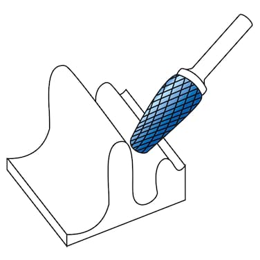 HM Frässtifte - 10 x 20 x 6 x 65 <br>Zahnform: HP-3 Pro - Form: Rundkegel - DIN 8033: KEL