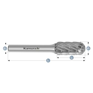 HM Frässtifte - 8 x 20 x 6 x 65 <br>Zahnform: HP-3 Pro - Form: Walzenrundform - DIN 8033: WRC