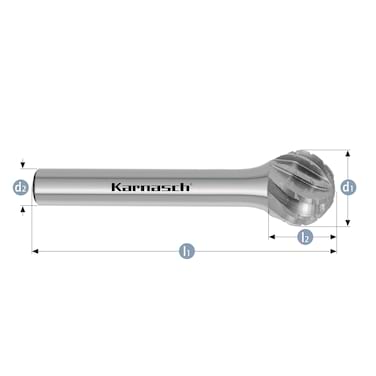 HM Frässtifte - 8 x 7 x 6 x 52 <br>Zahnform: HP-3 Pro - Form: Kugel - DIN 8033: KUD