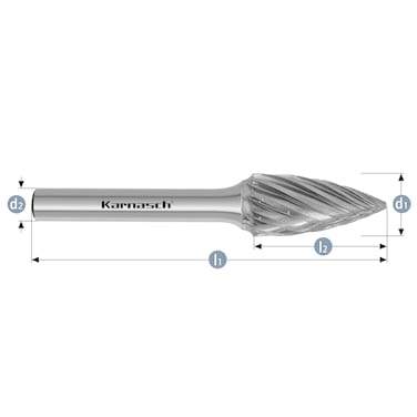 HM Frässtifte - 8 x 20 x 6 x 65 <br>Zahnform: HP-3 Pro - Form: Spitzbogen - DIN 8033: SPG