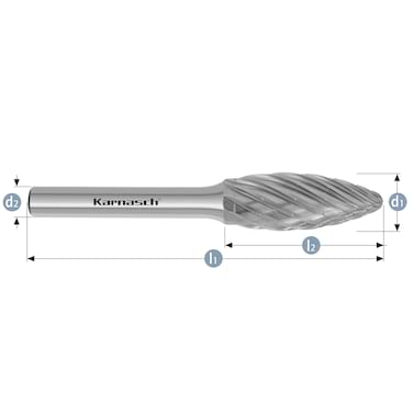 HM Frässtifte - 6 x 14 x 6 x 50 <br>Zahnform: HP-3 Pro - Form: Flamme - DIN 8033: 