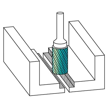 HM Frässtifte - 6 x 25 x 6 x 50 <br>Zahnform: HP-2 - Form: Zylinder + Stirnverzahnung - DIN 8033: ZYB