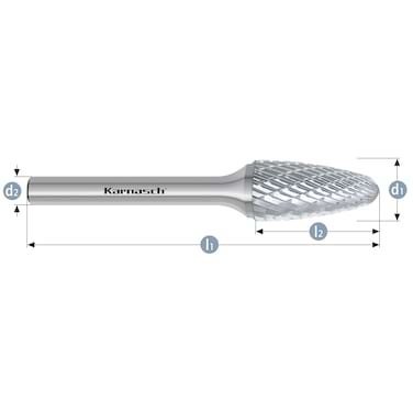 HM Frässtifte - 10 x 20 x 6 x 65 <br>Zahnform: HP-3 - Form: Rundbogen - DIN 8033: RBF
