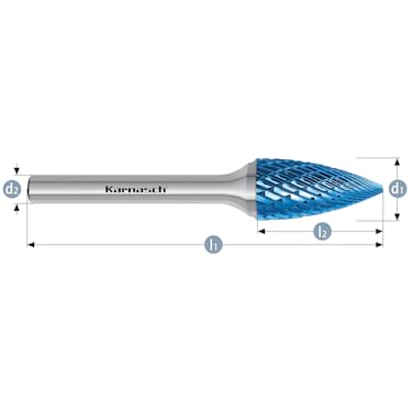 HM Frässtifte - 3 x 14 x 3 x 50 <br>Zahnform: HP-3 - Form: Spitzbogen - DIN 8033: SPG