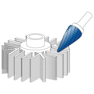 HM Frässtifte - 6 x 20 x 6 x 50 <br>Zahnform: HP-3 - Form: Spitzkegel - DIN 8033: SKM