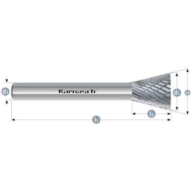 HM Frässtifte - 16 x 19 x 6 x 64 <br>Zahnform: HP-3 - Form: Winkel - DIN 8033: WKN