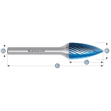 HM Frässtifte - 6 x 12 x 3 x 44 <br>Zahnform: HP-2 - Form: Spitzbogen - DIN 8033: SPG