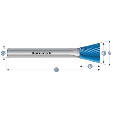 HM Frässtifte - 6 x 8 x 6 x 50 <br>Zahnform: HP-2 - Form: Winkel - DIN 8033: WKN