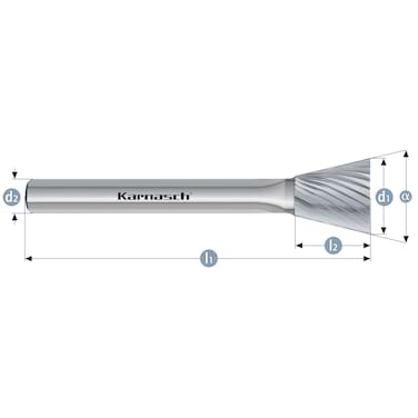 HM Frässtifte - 3 x 5 x 3 x 38 <br>Zahnform: HP-2 - Form: Winkel - DIN 8033: WKN