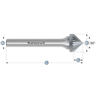 HM Frässtifte - 12 x 7 x 6 x 60 <br>Zahnform: HP-2 - Form: Kegel - 90 Grad - DIN 8033: KSK