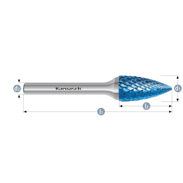 HM Frässtifte - 12 x 25 x 8 x 70 <br>Zahnform: HP-6 - Form: Spitzbogen - DIN 8033: SPG