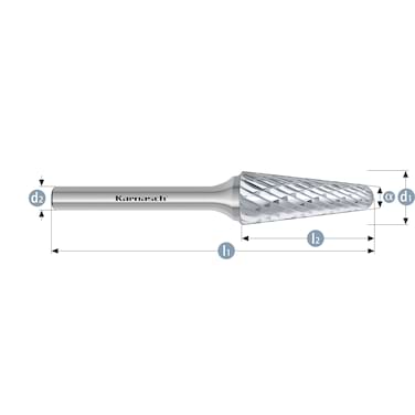 HM Frässtifte - 16 x 33 x 8 x 78 <br>Zahnform: HP-6 - Form: Rundkegel - DIN 8033: KEL