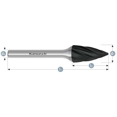 HM Frässtifte - 3 x 14 x 3 x 38 <br>Zahnform: HP-7 - Form: Spitzbogen - DIN 8033: SPG