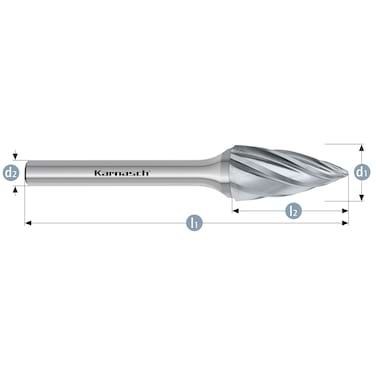 HM Frässtifte - 3 x 14 x 3 x 38 <br>Zahnform: HP-7 - Form: Spitzbogen - DIN 8033: SPG