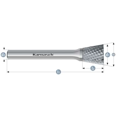 HM Frässtifte - 6 x 8 x 6 x 50 <br>Zahnform: HP-4 - Form: Winkel - DIN 8033: WKN