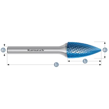 HM Frässtifte - 3 x 14 x 3 x 38 <br>Zahnform: HP-4 - Form: Spitzbogen - DIN 8033: SPG