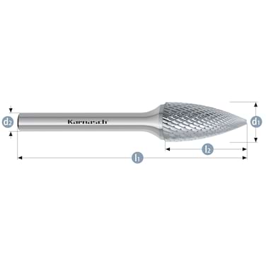 HM Frässtifte - 3 x 14 x 3 x 38 <br>Zahnform: HP-4 - Form: Spitzbogen - DIN 8033: SPG