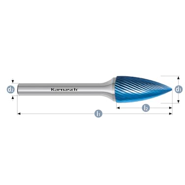 HM Frässtifte - 3 x 14 x 3 x 50 <br>Zahnform: HP-5 - Form: Spitzbogen - DIN 8033: SPG