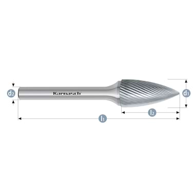 HM Frässtifte - 6 x 12 x 3 x 44 <br>Zahnform: HP-5 - Form: Spitzbogen - DIN 8033: SPG