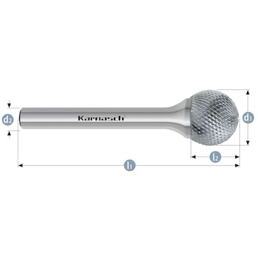 HM Frässtifte - 6 x 4.7 x 6 x 50 <br>Zahnform: HP-11 Micro - Form: Kugel - DIN 8033: KUD