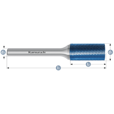 HM Frässtifte - 12 x 25 x 6 x 70 <br>Zahnform: HP-11 Micro - Form: Zylinder + Stirnverzahnung - DIN 8033: ZYB